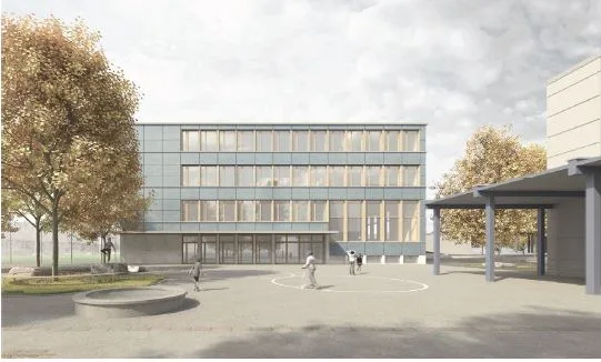 Die Erweiterung des Schulhauses Eselriet steht kurz vor der Umsetzung. Visualisierung der Schule Eselriet.